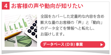 お客様の声や動向がしりたい　データベース事業